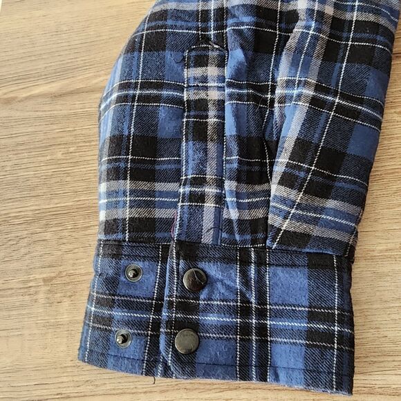 BC CLOTHING~MENS SIZE XXL~QUILTED LINED FLANNEL JACKET~POCKETS SNAP FRONT PLAID - Picture 8 of 14